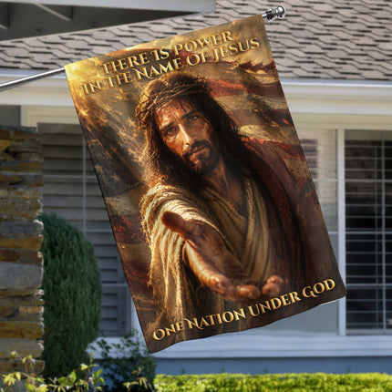 SP-01 There Is Power in the Name of Jesus One Nation Under God Garden Flag Veterans Day