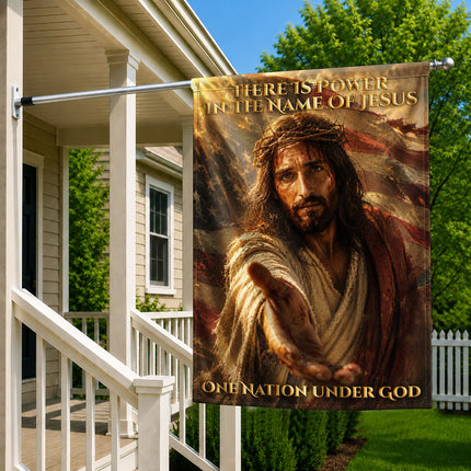 SP-01 There Is Power in the Name of Jesus One Nation Under God Garden Flag Veterans Day