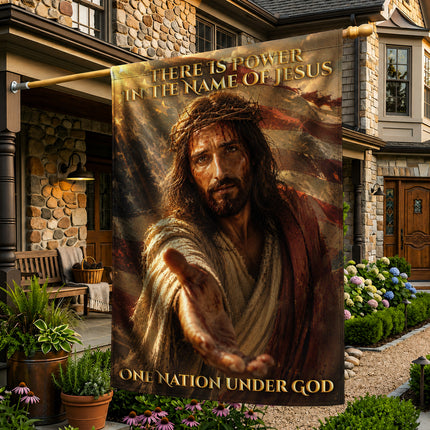 SP-01 There Is Power in the Name of Jesus One Nation Under God Garden Flag Veterans Day