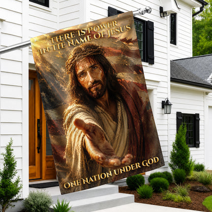 SP-01 There Is Power in the Name of Jesus One Nation Under God Garden Flag Veterans Day