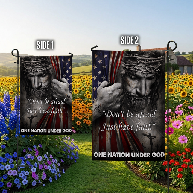 SP-01 Patriotic Christian Jesus One Nation Under God Garden Flag Easter Sunday Thanksgiving