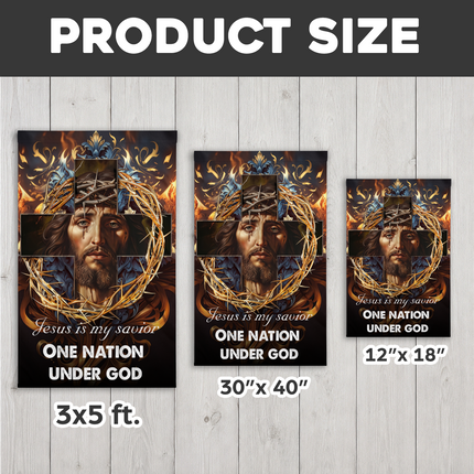 Sp-01 Jesus Is My God Flag Cross and Crown of Thorns Christian Decor
