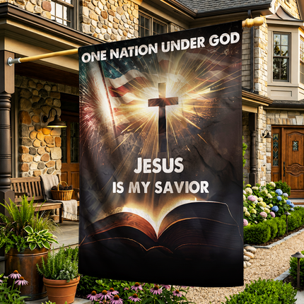 SP-01 Jesus Is My Savior Flag One Nation Under God Memorial Day