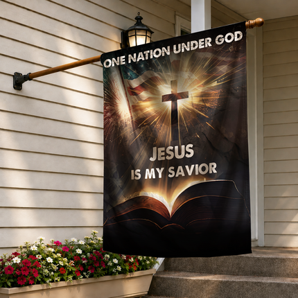 SP-01 Jesus Is My Savior Flag One Nation Under God Memorial Day