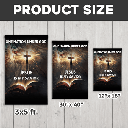 Jesus Is My Savior Bible Cross One Nation Under God Flag