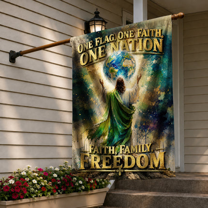 SP-01 Patriotic Christian Flag One Flag One Faith One Nation Anniversary Celebration