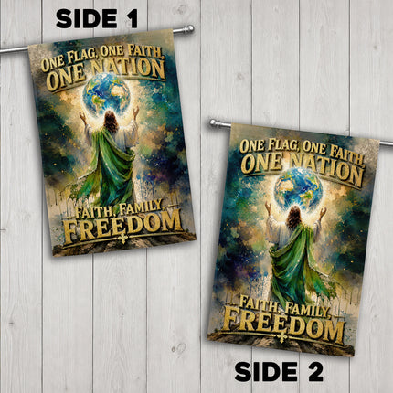 SP-01 Patriotic Christian Flag One Flag One Faith One Nation Anniversary Celebration