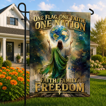 SP-01 Patriotic Christian Flag One Flag One Faith One Nation Anniversary Celebration