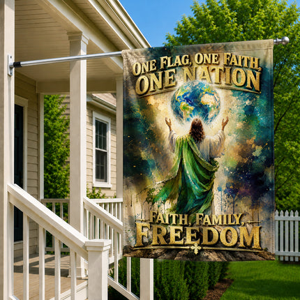 SP-01 Patriotic Christian Flag One Flag One Faith One Nation Anniversary Celebration