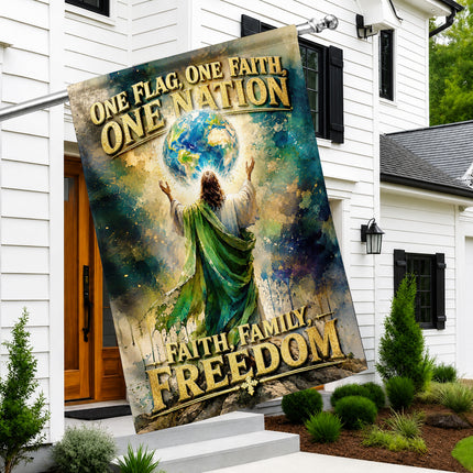 SP-01 Patriotic Christian Flag One Flag One Faith One Nation Anniversary Celebration