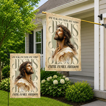One Flag One Faith One Nation Jesus Faith Family Freedom Vintage Flag