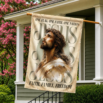 One Flag One Faith One Nation Jesus Faith Family Freedom Vintage Flag