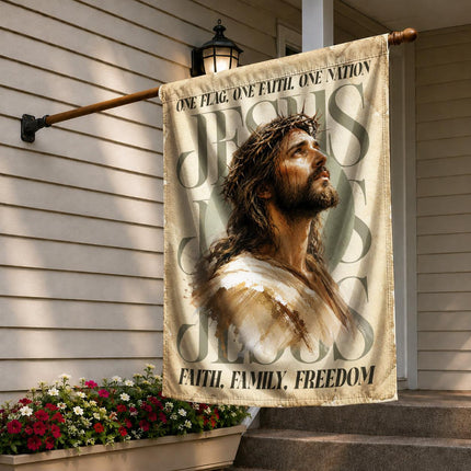 One Flag One Faith One Nation Jesus Faith Family Freedom Vintage Flag