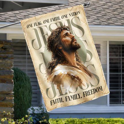 One Flag One Faith One Nation Jesus Faith Family Freedom Vintage Flag