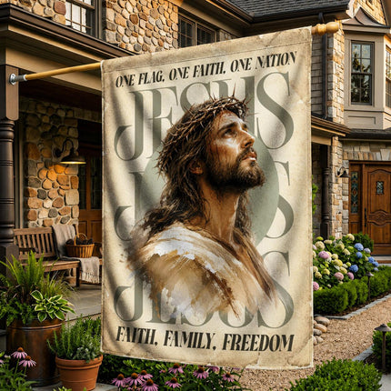 One Flag One Faith One Nation Jesus Faith Family Freedom Vintage Flag