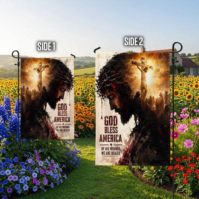 SP-01 Jesus Christ Flag By His Wounds We Are Healed Garden Flag Church Events Baptism