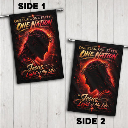 One Flag One Faith One Nation Jesus Light Of My Life Red Silhouette God Flag