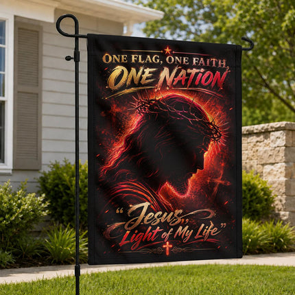 One Flag One Faith One Nation Jesus Light Of My Life Red Silhouette God Flag