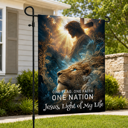 SP-01 One Flag One Faith One Nation Jesus Light of My Life Christian Flag Christmas Thanksgiving
