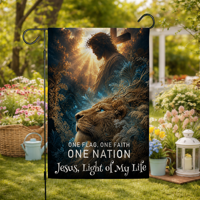 SP-01 One Flag One Faith One Nation Jesus Light of My Life Christian Flag Christmas Thanksgiving
