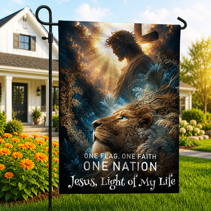SP-01 One Flag One Faith One Nation Jesus Light of My Life Christian Flag Christmas Thanksgiving