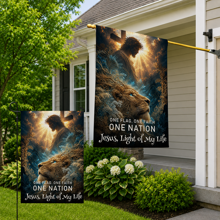 SP-01 One Flag One Faith One Nation Jesus Light of My Life Christian Flag Christmas Thanksgiving