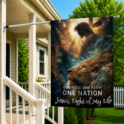 SP-01 One Flag One Faith One Nation Jesus Light of My Life Christian Flag Christmas Thanksgiving