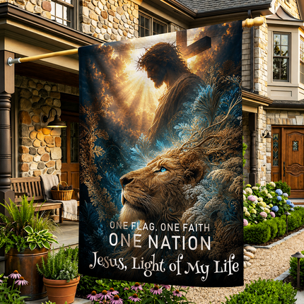 SP-01 One Flag One Faith One Nation Jesus Light of My Life Christian Flag Christmas Thanksgiving