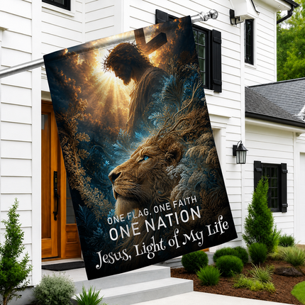 SP-01 One Flag One Faith One Nation Jesus Light of My Life Christian Flag Christmas Thanksgiving