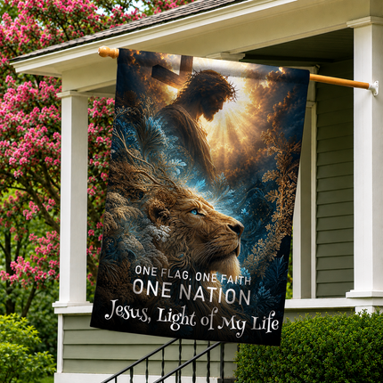 SP-01 One Flag One Faith One Nation Jesus Light of My Life Christian Flag Christmas Thanksgiving