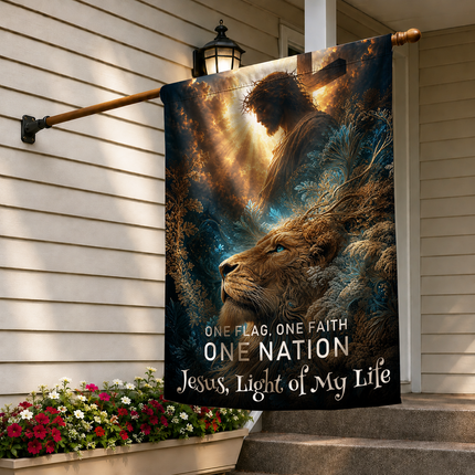 SP-01 One Flag One Faith One Nation Jesus Light of My Life Christian Flag Christmas Thanksgiving