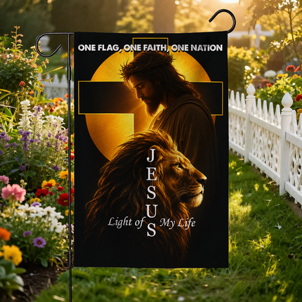 SP-01 Jesus Light of My Life Lion Garden Flag Christian Holidays