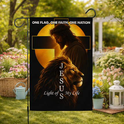 SP-01 Jesus Light of My Life Lion Garden Flag Christian Holidays