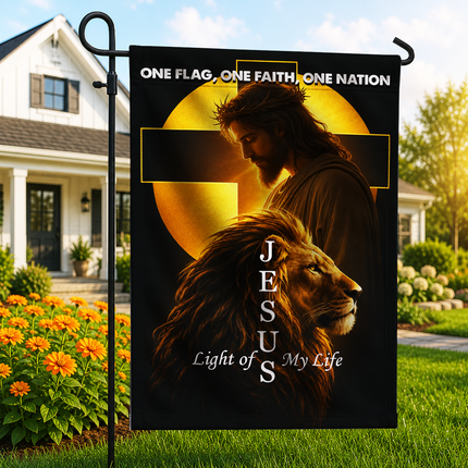 SP-01 Jesus Light of My Life Lion Garden Flag Christian Holidays