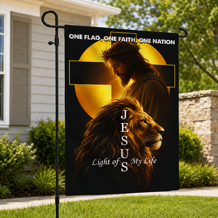 SP-01 Jesus Light of My Life Lion Garden Flag Christian Holidays