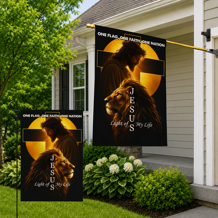 SP-01 Jesus Light of My Life Lion Garden Flag Christian Holidays