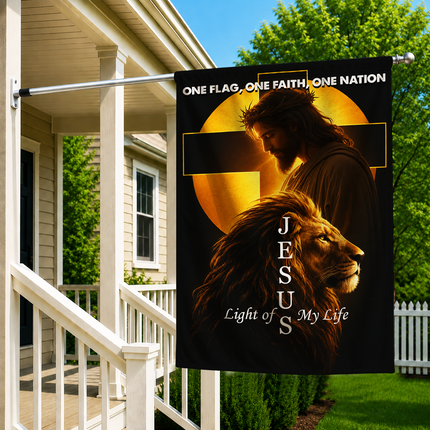 SP-01 Jesus Light of My Life Lion Garden Flag Christian Holidays