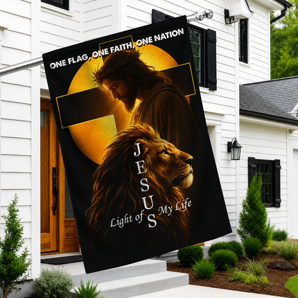 SP-01 Jesus Light of My Life Lion Garden Flag Christian Holidays