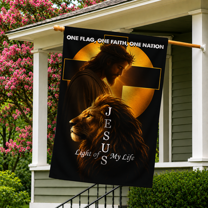 SP-01 Jesus Light of My Life Lion Garden Flag Christian Holidays