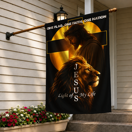 SP-01 Jesus Light of My Life Lion Garden Flag Christian Holidays