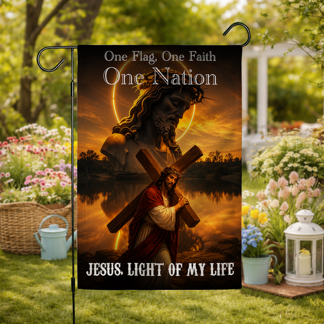 sp-01 One Flag One Faith One Nation Jesus Light of My Life Garden Flag Prayer Meetings