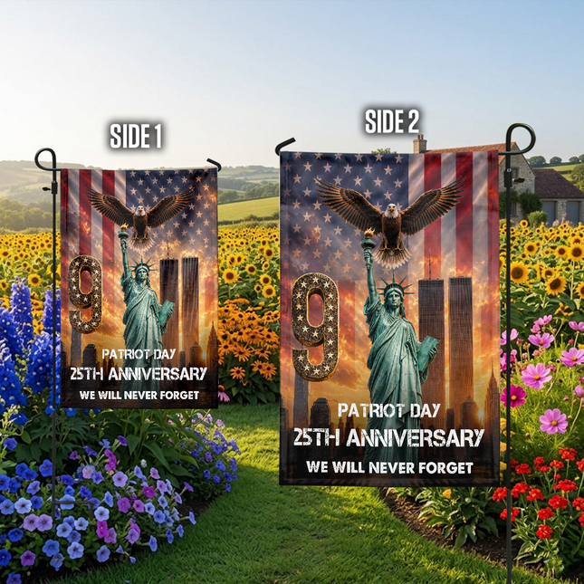 Liberty Torch and Eagle Patriot Day 25th Anniversary Memorial Flag