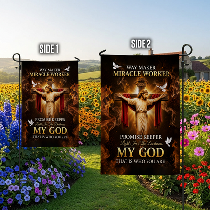 SP-01 Trust in God Christian Flag Way Maker Miracle Worker Veterans Day