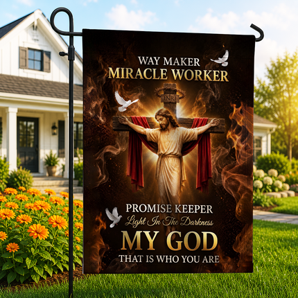 SP-01 Trust in God Christian Flag Way Maker Miracle Worker Veterans Day
