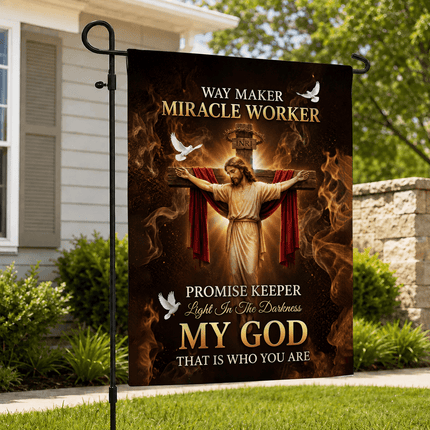 Way Maker Miracle Worker Promise Keeper My God Jesus Cross Flag