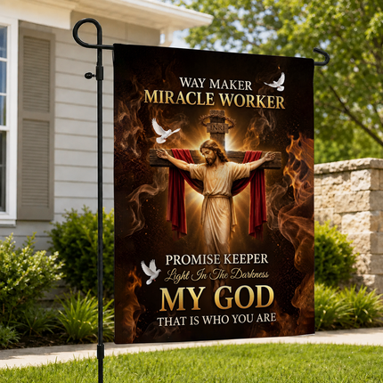 SP-01 Trust in God Christian Flag Way Maker Miracle Worker Veterans Day