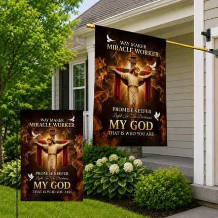 SP-01 Trust in God Christian Flag Way Maker Miracle Worker Veterans Day