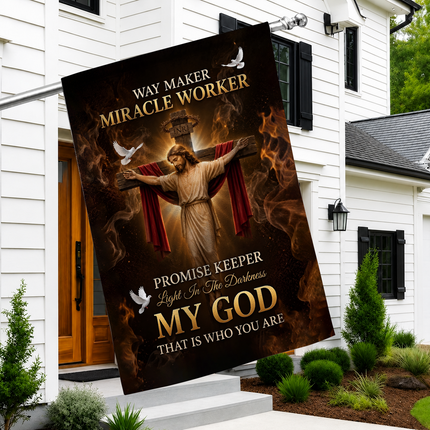 SP-01 Trust in God Christian Flag Way Maker Miracle Worker Veterans Day