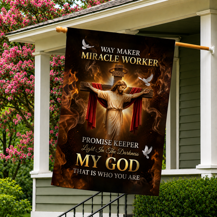 SP-01 Trust in God Christian Flag Way Maker Miracle Worker Veterans Day