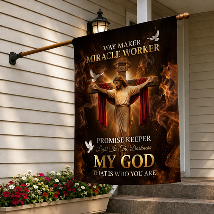 SP-01 Trust in God Christian Flag Way Maker Miracle Worker Veterans Day